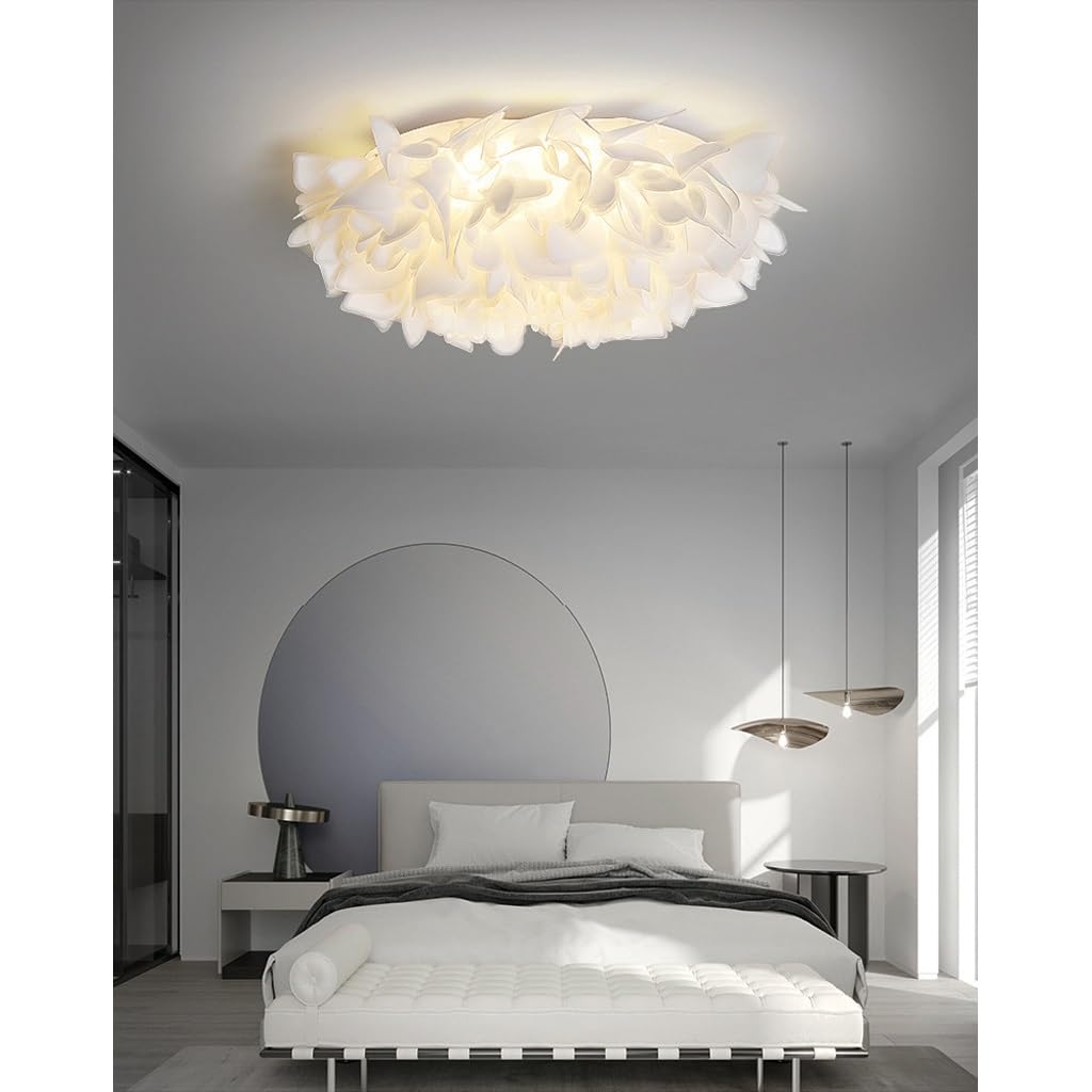 Nowoczesna Kwiatowa Lampa Sufitowa LED 24W/36W Z Pilotem, Biała PVC & Żelazo, 53/78cm Do Salonu, Sypialni, Jadalni, Biura – Design W Stylu Skandynawskim(53CM)