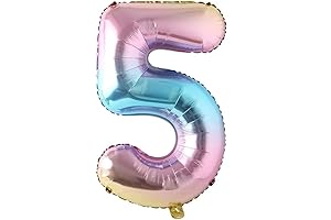Rainbow Gradient Foil Balloons: 40" Big Number Decorations