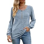 DB MOON Womens Lightweight Sweaters 2025 Long Sleeve Henley Shirt Fall Casual Crewneck Tunic Tops - Image 2