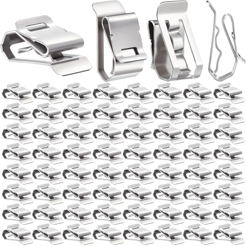 100 Pcs Stainless Steel Cable Clips S Clip Metal Trailer Wire Clip Electrical Cord Management Solar Panel Wire Clip for PV Wiring Boat Cable Boat Trailer, 0.2 Inch to 0.3 Inch in Rope Capacity, Silver