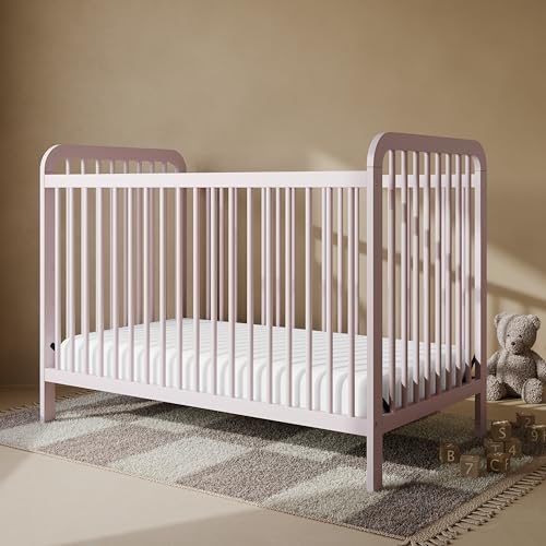 Image of Storkcraft Pasadena Convertible Crib (Blush) - GREENGUARD Gold Certified, 100% Solid Wood, Fits Standard Crib Mattress, Converts to Toddler Bed and Daybed, 4 Adjustable Mattress Heights