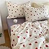 Nayoroom Heart Duvet Cover Queen Size Cute Red Love Heart Printed on White Bedding Set 3Pcs Kids Girls Kawaii Heart-Shaped Pattern Comforter Cover with Zipper Closure Soft Breathable Microfiber #5