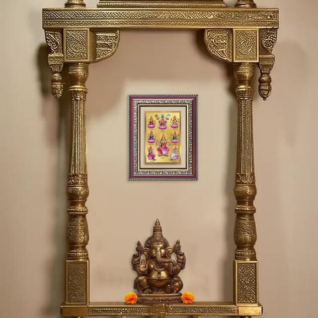 Image of DIVINITI Ashta Lakshmi | Eight Forms of Goddess Lakshmi Tabletop and Wall Frame in 24K Gold Plated Foil