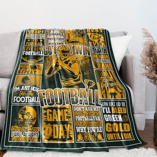 LCXAPPE Green Football Fans Gifts 60 x 50 City Sports Football Blanket for Team Fans Football Stuff for Football Lovers Bedroom Decor Sofa Couch Bed