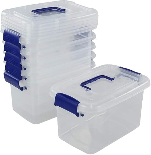 Miniatura 7 de Paquete de 6 cajas de almacenamiento de plástico de 5 cuartos de galón con asa, contenedor de almacenamiento transparente