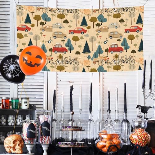 MINDBBDFJ Car And Bicycle Print Banners And Signs For Outdoor/Indoor,Personalized Banner Customizable Parties Halloween Banner (180x90cm)2