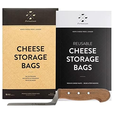 Formaticum Bundle - Includes Cheese Storage Bags, Reusable Cheese Storage Sheets, and Mini Blue Cheese Knife, Gift for Charcuterie Board Presentation and Food Tasting Events Cover