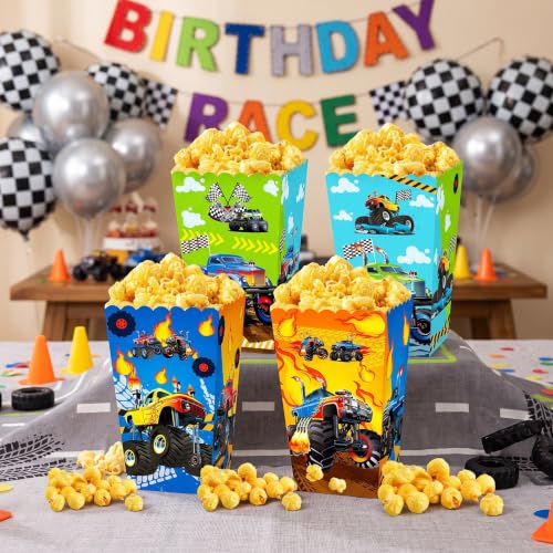 Roaring Good Time Monster Truck Party Popcorn Boxes 12PCS Racing Favor Bags