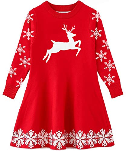Girls Ugly Christmas Dress Long Sleeve Xmas Snowflake Deer Sweaters For Holiday Party Gifts 8T #TOP25