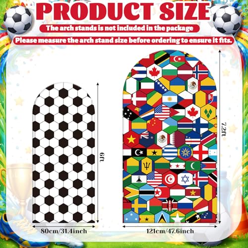 SmoothNovelty 2 Pcs Soccer Arch Backdrop Stand Cover 6ft 7.2ft International Flag Spandex Arch Backdrop Cover Sports Soccer Photo Background Prop for 2026 Sport Tournament Birthday Party Decoration by SmoothNovelty - Used condition - Image 2