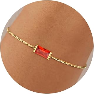 여성용 탄생석 골드 팔찌 변색 방지 - 트렌디하고 앙증맞은 14K 금 도금 팔찌 우정 CZ 팔찌 기념일 생일 선물 엄마 여자 친구를 위한