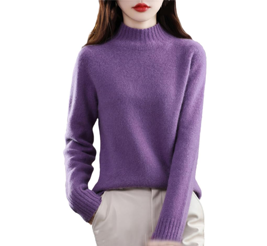 Suvoiier Maglioni A Maniche Lunghe da Donna Cashmere Maglioni Lavorati A Maglia da Donna Pullover con Collo A Lupetto in Lana Merino Tinta Unita
