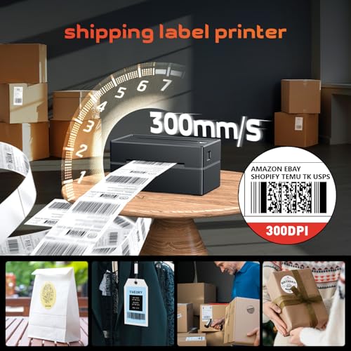 Image of Thermal Label Printer, 4x6 Shipping Label Maker for Small Business | Compatible with Amazon, Shopify, Etsy, USPS, UPS, FedEx Package Shipping(Black)