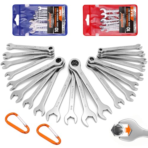 HORUSDY 20-Piece Mini Wrench Set, Metric & SAE Combination Wrench Set