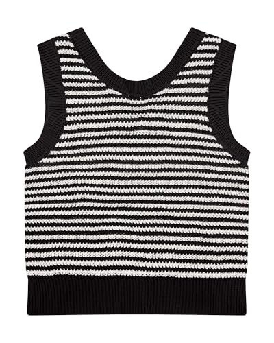 Tanou Sweater Vest for Women Casual Sleeveless Crew Neck Tie Crochet Color Block Vest Summer Knitted Tank Tops4