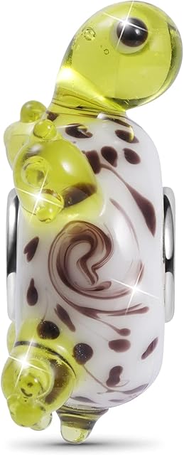 GNOCE Turtle Murano Glass Charm Bead Sterling Silver Charm Fit Bracelet/Necklace for Women Girls Wife Daughter