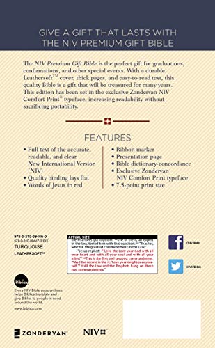 NIV, Premium Gift Bible, Leathersoft, Teal, Red Letter Edition, Thumb Indexed, Comfort Print: The Perfect Bible for Any Gift-Giving Occasion