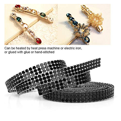 1.5m Rhinestone Ribbon, Rhinestone Wrap Roll, Rhinestone Ribbon Roll for Wedding Party Centerpiece Cake Decoration(Black) - Image 3