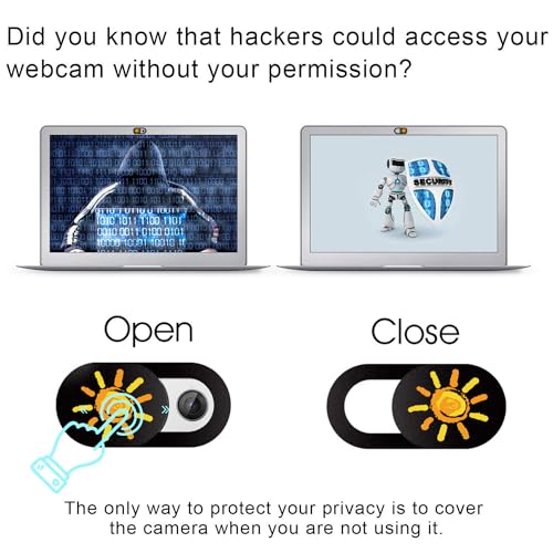SIREG Webcam Cover Ultra Thin - Web Camera Cover fits Laptop,Tablet,PC,Computer, Smartphone, Protect Your Privacy and Security,Strong Adhesive (Sun-Black & 3 Pack)