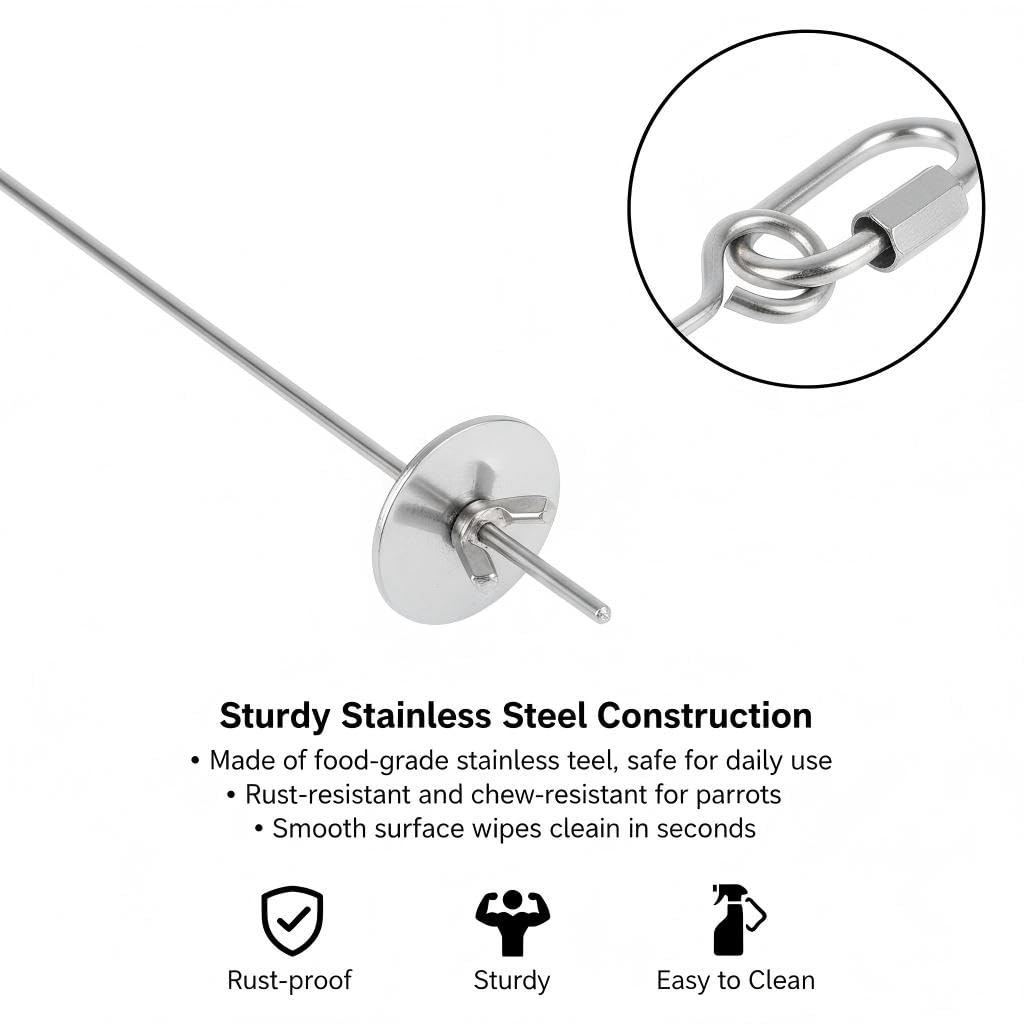 3P Stainless Steel Bird Cage Food Holder & Foraging Toy for Parakeets, Budgies, Macaws - Fruit & Vegetable Skewer Feeder - image 3
