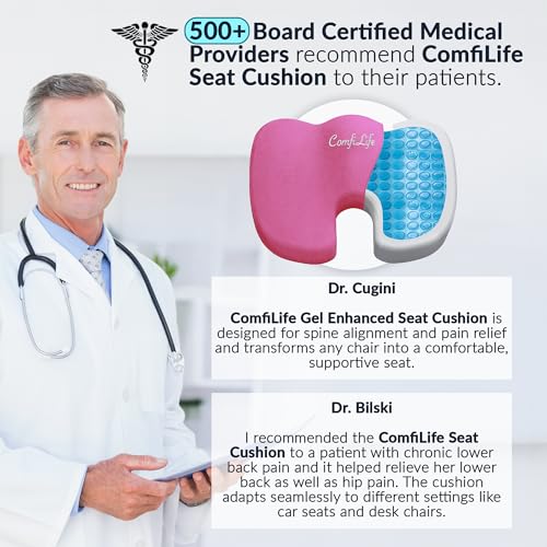 Image of ComfiLife Premium Gel & Memory Foam Seat Cushion - Doctor Recommended Office Chair Cushion, Car Seat Cushion - Chair Cushions for Back & Sciatica Pain Relief - Seat Cushions for Office & Desk (Pink)
