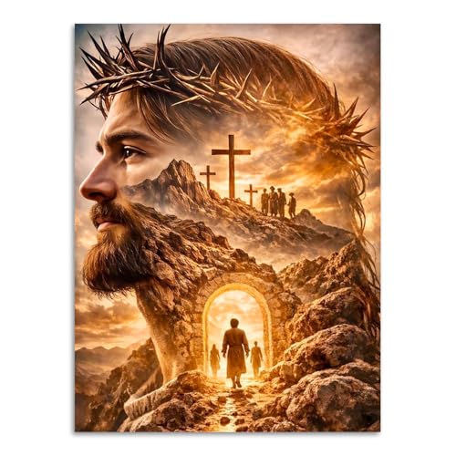 ICYANART Jesus Diamond Painting Kits for Adults Christian Diamond Art for Beginners Full Round Drill God Paint by Diamonds Jesus Gem Art for Adults Home Wall Decor 12x16inch
