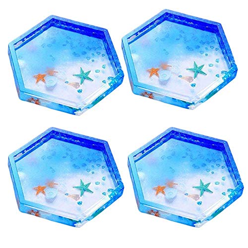 Oewnvmd 4 Pack Hexagon Silicone Coaster Silicone Resin Mold, Clear Epoxy For Casting With Resin, Concrete, Cement And Polymer Clay - Image 4