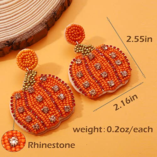 Halloween Earrings for Women Cute Pumpkin Beaded Dangle Earrings Halloween Holiday Costumes Party Jewelry Gifts for Kids Girls3