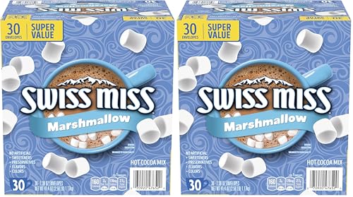 Swiss Miss Chocolate Hot Cocoa Mix With Marshmallows, Hot Cocoa Bar Supplies, 1.38 oz., Envelopes (Pack of 60)