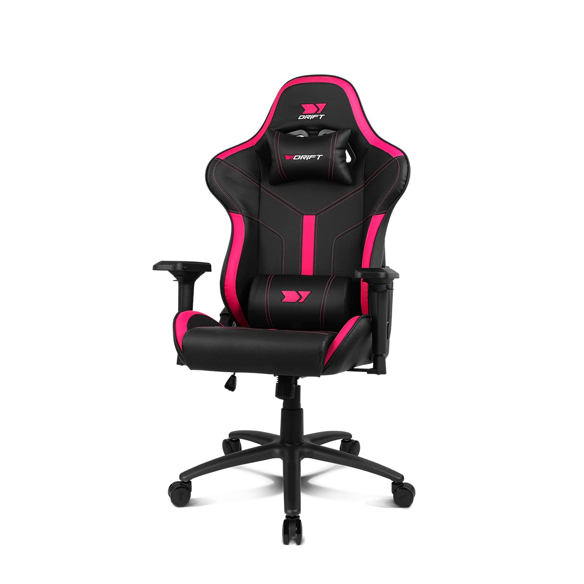 DRIFT GAMING DR350 – Silla Gaming Ergonómica Profesional con Reposabrazos 4D, Cojines Lumbar y Cervical, Inclinable 135º, Ruedas Silenciosas – Negra/Rosa