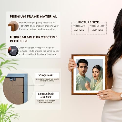 Image of Art Street Premium Photo Frame for living room, Classic Aesthetic Design Photo Frames for Photograph, Art Work, Kids Room Set of 4 (8x10 Inch, Brown)