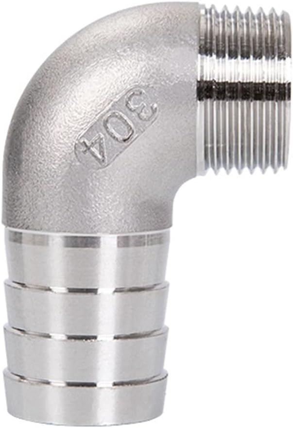 Stainless Steel Cast Pipe Fittings,1/8" 1/4" 3/8" 1/2" 3/4" 1" 2" Male × 6mm 8 10 12 14 15-500mm Hose Barb Stainless Steel 304 Elbow, 90 Degree Elbow Pipe Fitting Connector,(1 BSPT to 20mm)
