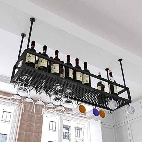 Casier à vin de plafond suspendu avec support en verre pour bar de cuisine