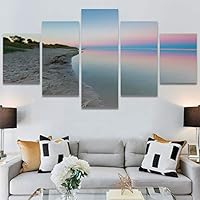 SIGNWIN 5 Panel Canvas Wall Art Modern Art Beach Coastal Expressive Global Multicolor Photography for Home Decorations Ready to Hang - 60