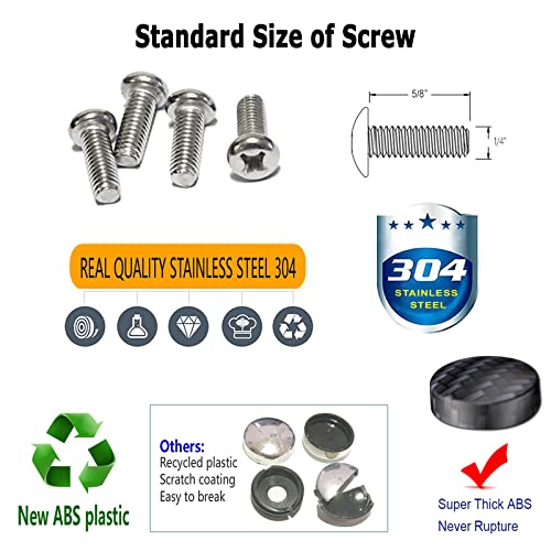 Bgmvfk Carbon Fiber License Plate Frame- Black Carbon Pattern Plastic Car Tag Holder Bracket, 2 Pack 4 Hole Thin Edge Front Rear Cover For Men Women, With Stainless Steel Screw Caps #TOP7