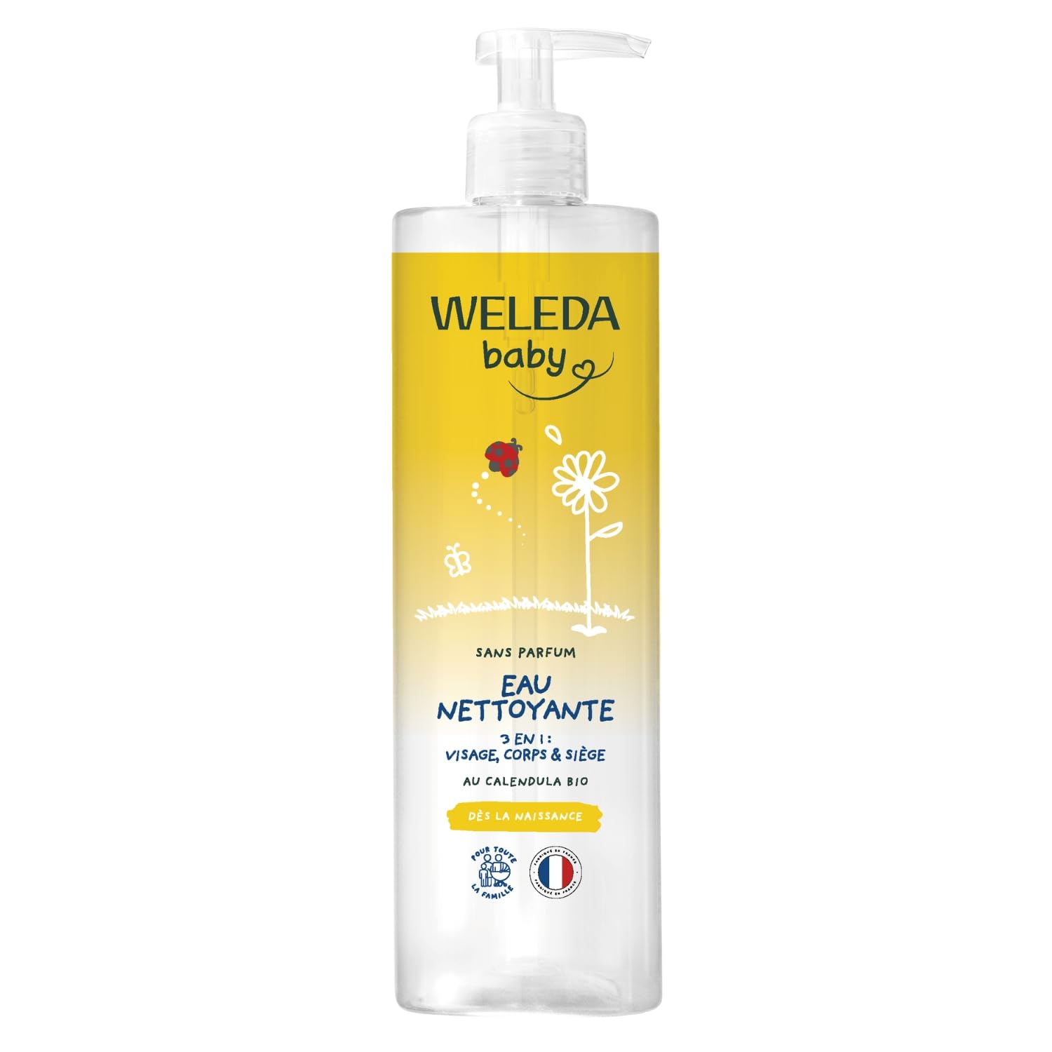 WELEDA - Eau nettoyante au Calendula sans parfum - Nettoie en douceur - Pour la toilette quotidienne des peaux délicates des bébés et des jeunes enfants - / - 400 ml