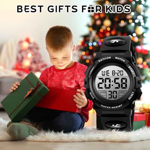 Image of Dayllon Kids Digital Watch Boys Outdoor Sports 50M Waterproof Girls Watches Alarm Clock 12 /24 H Stopwatch Calendar for Ages 3-15 Boy Girl Wristwatch Kids Gift