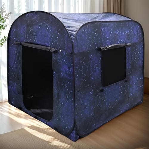 RIYDH Sensory Tent for Kids with Autism - 47.2' Pop Up Play Tent, 100% Blackout Calming Indoor Playhouse with String Light, Portable Toddler Toys for Autistic Children, ADHD, Anxiety Relief