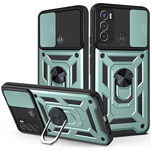 Ysnzaq Funda Compatible con Motorola Moto G71 5G, Military Grade Hard PC + TPU Antigolpes Anticaída Carcasa iman Soporte Carcasa para Motorola Moto G71 5G. SLJ Light Green