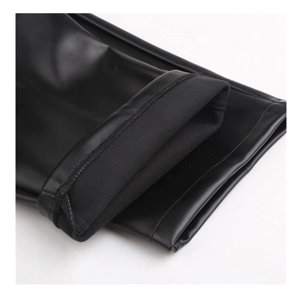 WEGUKRI Primavera Estate Autunno Uomini Pantaloni In Pelle Dritto Moto Biker Pantaloni PU Ecopelle Casual Pantaloni, Senza pile, W32