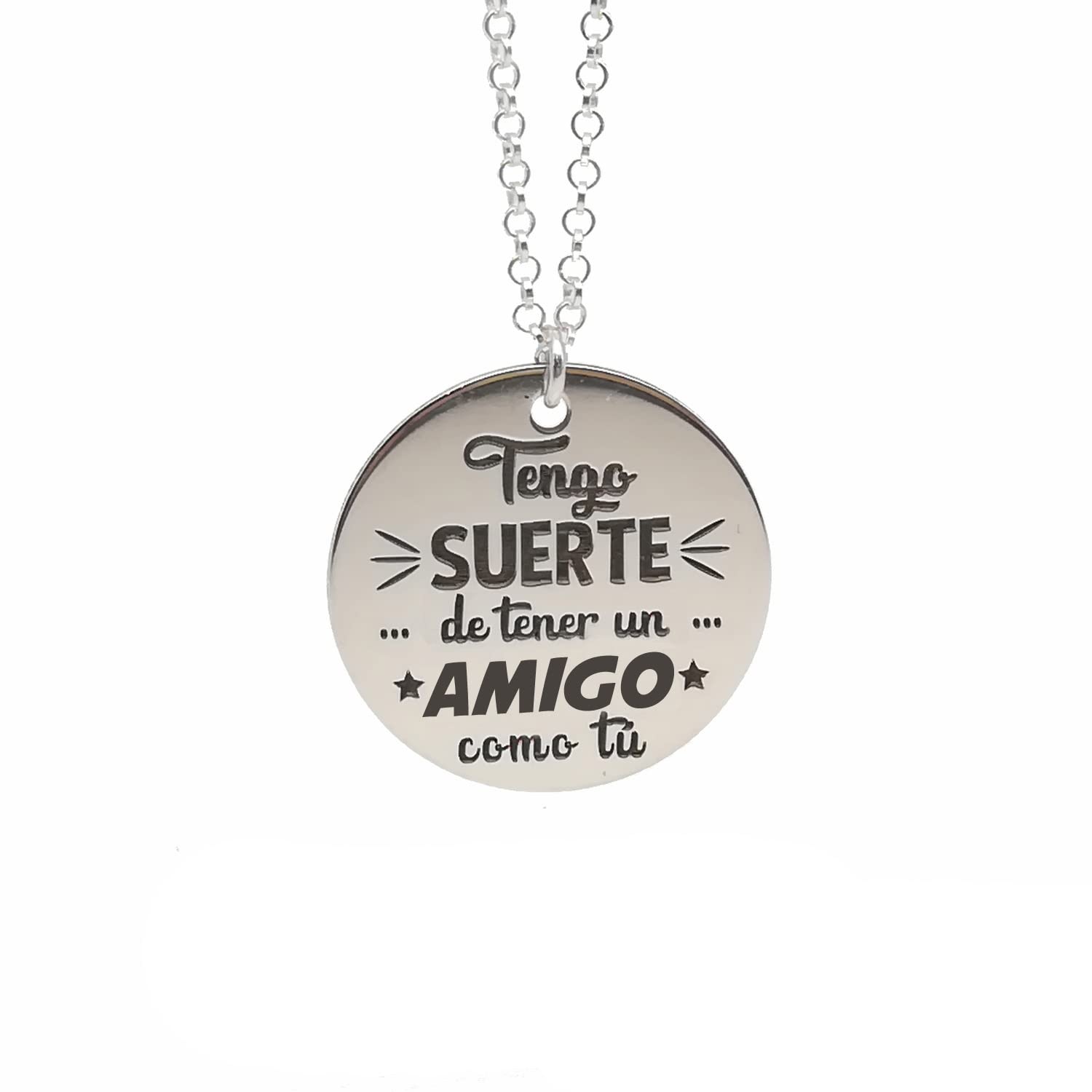 Colgante Medalla personalizable para MADRE. PADRE. ABUELA. AMIGA. Fabricada en Plata de Ley 925/1000. Regalo Día de la Madre - Cumpleaños - Boda. Regalo Personalizado.