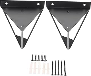 Uonlytech Shelves Wall Mounted 1 Pair Tripod Bracket Metal Shelving Wall Triangle Bracket Shelving Support Holder Wrought Iron Wall Shelves