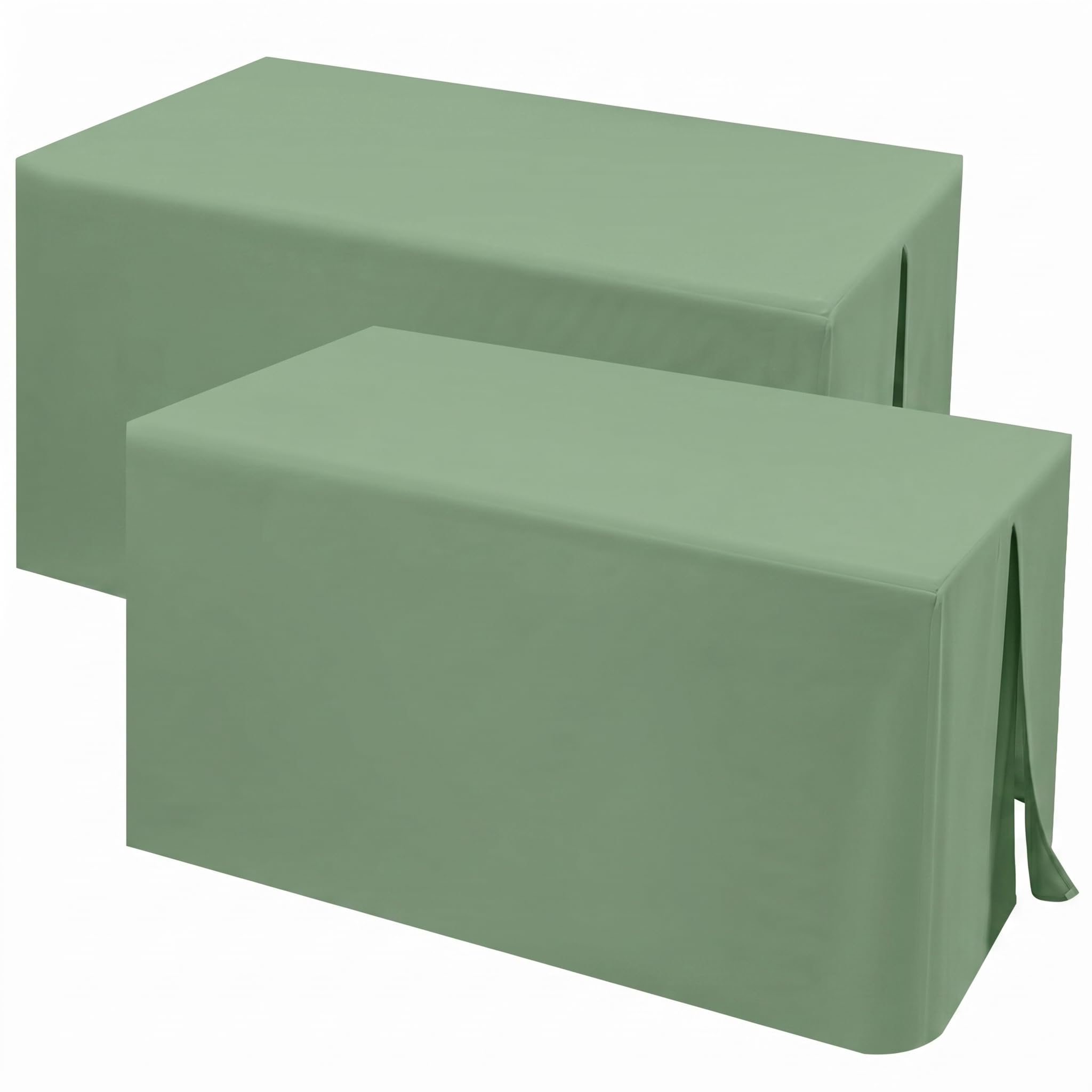 Teruntrue Sage Green Fitted Table Cover for 6 Foot Tables, 2 Pack Rectangle Folding Table Cover 6ft Fitted Tablecloth Trade Show Table Cover for Craft Show, Display, Parties, Events (72 x 30 Inch)
