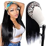 GOWIT Long Straight Headband Wig 24 inch Straight Headband Wigs for Black Women None Lace Half Wigs Natural Heat Resistant Synthetic Black Headband Wig for Cosplay Costumes Daily Use(24',1B)