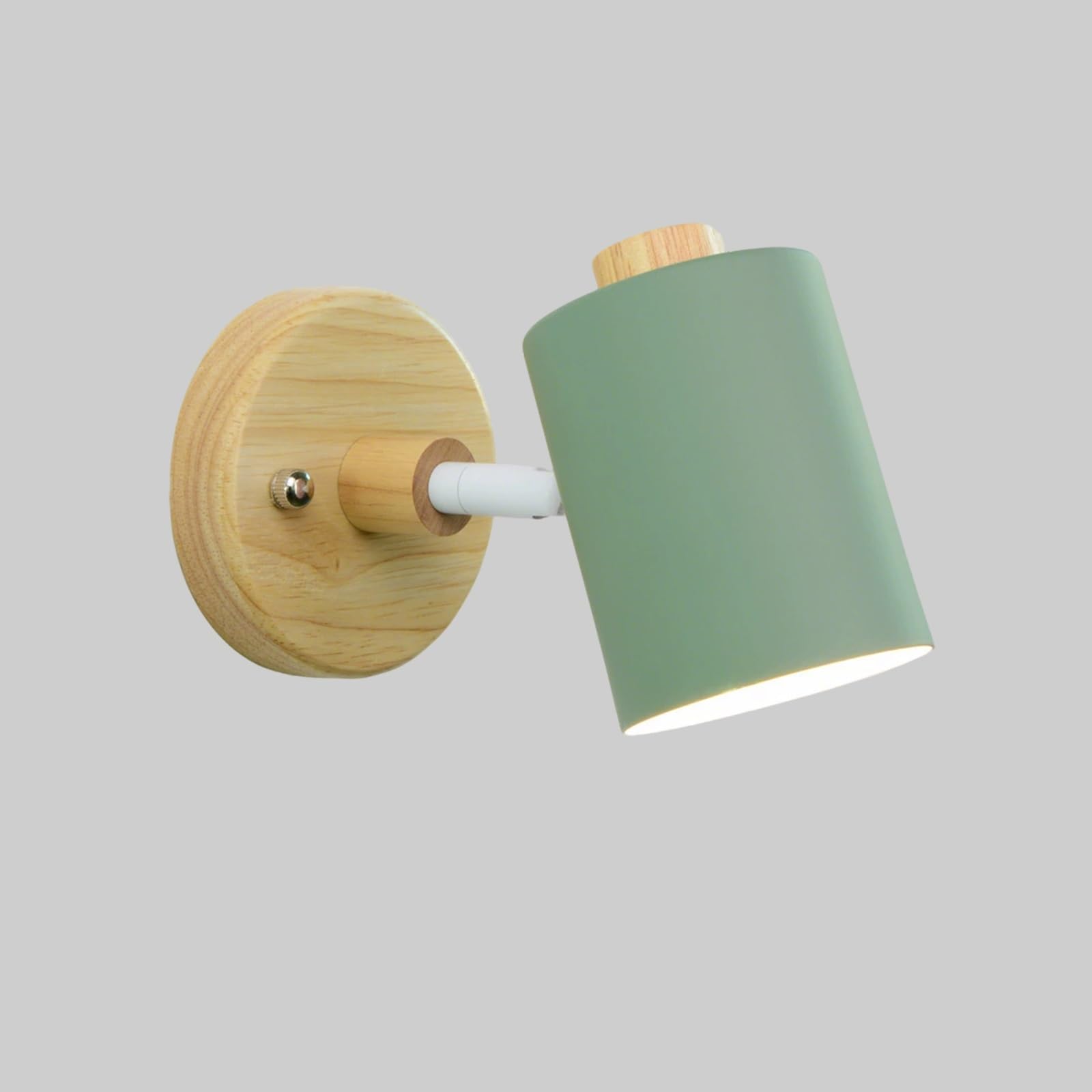 SMCCYYSD Hardwired Wall Sconce Cylindrical Lampshade Light Lamp Adjustable Angle Vanity Lighting, G9 Base Reading Lighting Decor for Bedroom Hallway Living Room(Green)