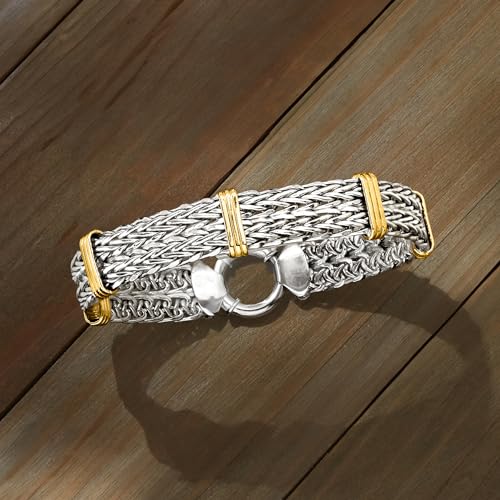 Ross-Simons Two-Tone Sterling Silver Wheat-Link Bracelet4