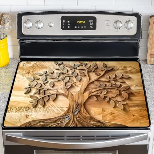 Image of Stove Top Cover for Electric Stove,Glass Stove Top Cover, Heat Resistant Glass Cooktop Cover, Stovetop Protector, Kitchen Decor, Dish Drying Mats Cover for Ceramic Washer Top 28.5x20.5 inch