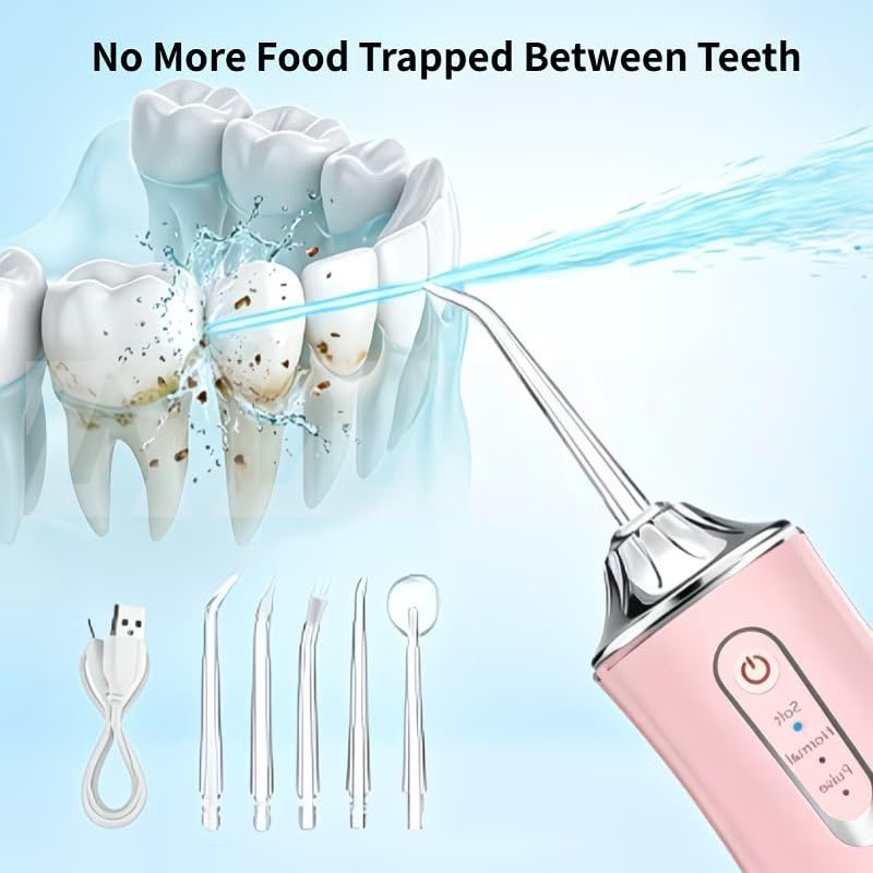 Image of Oralfree Portable Oral Irrigator Water Flosser for Teeth Cleaning, Rechargeable Cordless Dental Flosser with 3 Cleaning Modes, 220ML Water Tank, Waterproof USB Charging Oral Care Device for Adults & Kids (Multi)