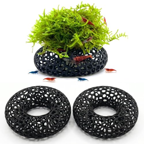 Eudimysx Shrimp Cave for Moss & Plants 2-Pack Aquarium Hide for Neocaridina Cherry & Dwarf Shrimp Aquascape Decor for Ferns & Anubias Black