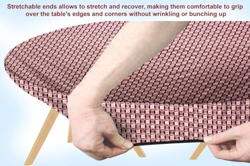 Image of The Furnishing Tree Elastic Oval Dining Table Cover WxL 36x48 in Inches Polyester Basketweave Pattern Multicolor